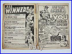 All Winners Comic #1 (1941) COVER ONLY Timely Golden Age Captain America