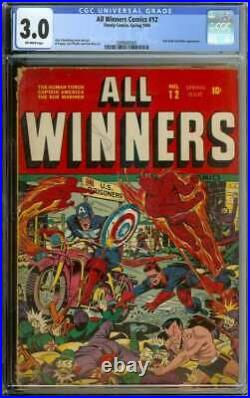 All Winners Comics #12 Cgc 3.0 Ow Pages // Golden Age Red Skull + Hitler App