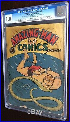 Amazing-Man Comics #5 (#1) CGC 1.0 Unrestored Rare Golden Age Centaur 1939