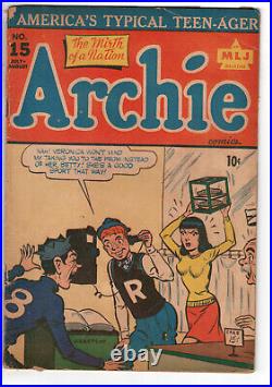Archie #15 (1945) Grade 3.0 Bill Vigoda Cover And Art Golden Age Comic