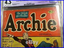 Archie Comics #1 1942 CGC 4.5 Mega Key Scarce Golden Age B-4 Restored