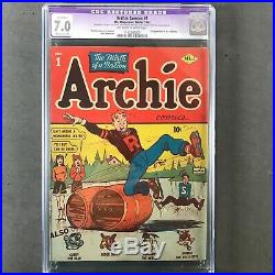 Archie Comics #1 CGC 7.0 MP Winter 1942 Golden Age Key Grail
