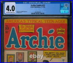 Archie Comics #23 (1946)? CGC 4.0? Rare! Vernonica GGA Golden Age Comic