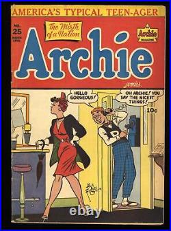 Archie Comics #25 FN- 5.5 Golden Age Good Girl Comic! Al Fagaly Art! Archie 1947