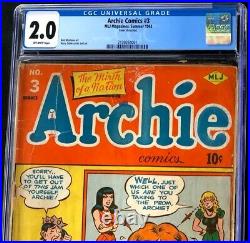 Archie Comics #3 (1943) CGC 2.0 OW Only 43 in Census Golden Age MLJ Comic