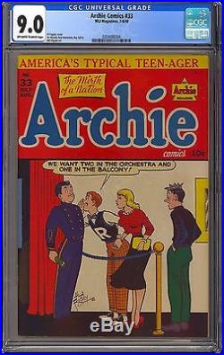 Archie Comics #33 Highest Graded Copy Golden Age Teen Humor 1948 CGC 9.0 VF-NM