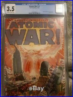 Atomic War 1! Cgc 3.5! Classic Atom Bomb Explosion Cover! Golden Age War Rarity