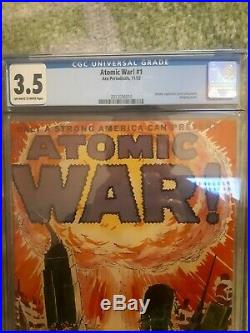 Atomic War 1! Cgc 3.5! Classic Atom Bomb Explosion Cover! Golden Age War Rarity