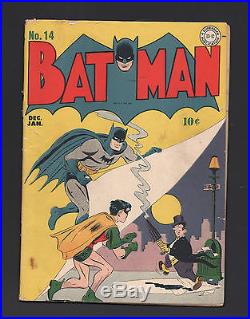 BATMAN 14 GOLDEN AGE Bob Kane PENGUIN WWII 3.0 CGC Graded DC Comics & BONUS