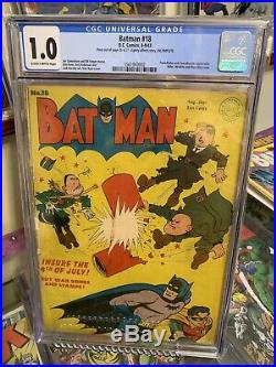 BATMAN #18 CGC 1.0-Hitler, Mussolini, Hirohito cover Rare Golden Age Batman 1943