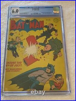 BATMAN 18 CGC 6.0 OW-W Comic 1943 WWII Hitler Cover Golden Age Superhero Art