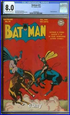 BATMAN #21 CGC 8.0 OWithWH PAGES // GOLDEN AGE PENGUIN APPEARANCE