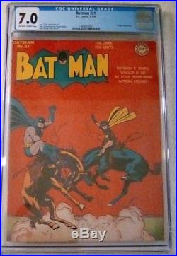 BATMAN #21 (MAR 1944) CGC 7.0 OWithWP GOLDEN AGE PENGUIN 1ST SKINNY ALFRED