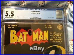 BATMAN 37 GOLDEN AGE CGC 5.5 JOKER COVER AND STORY 1946 OWithW DC COMIC