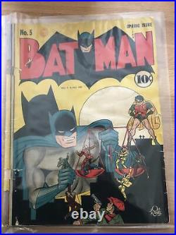 BATMAN #5 Fair Condition 1st new Batmobile! Golden Age DC Comic PG 1941