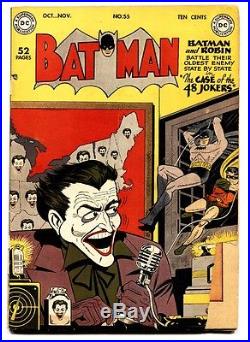 BATMAN #55-comic book-Classic JOKER cover-1949-Golden-Age
