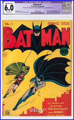 Batman #1 CGC 6.0 (R) DC 1940 Golden Age Holy Grail! Great Investment! 1st Joker