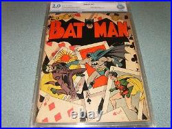 Batman #11 (1942) CBCS Graded 2.0 Classic Joker Cover unrestored off white pages