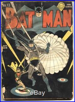 Batman #13 1942-Parachute cover-DC Golden-Age Comic Book bargain