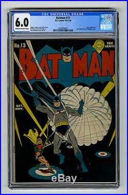 Batman #13 CGC 6.0 Joker ap Classic Parachute Cover Robin Robinson DC Golden Age