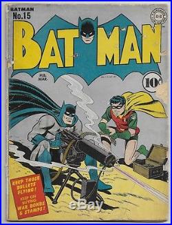 Batman #15 (D. C) 1.5 owithw 1943 Golden Age Superhero Classic Cover Catwoman App