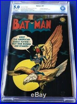 Batman # 17 Golden Age CBCS 5.0 WW2 Cover July 1943 Classic Cover! Amazing Art