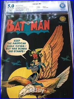 Batman # 17 Golden Age CBCS 5.0 WW2 Cover July 1943 Classic Cover! Amazing Art