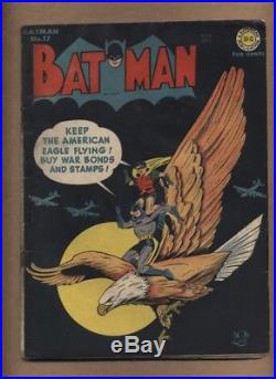 Batman 17 (Solid!) Classic WWII cover Penguin Robin Golden Age 1943 c#16410