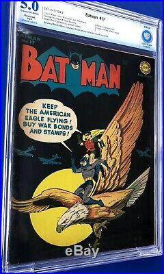 Batman # 17 Summer 1943 Golden Age CBCS 5.0 WW2 Cover Iconic Cover! Classic