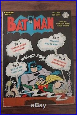 Batman #19 (1943) Rare Golden Age Comic Book White Pages Higher Grade