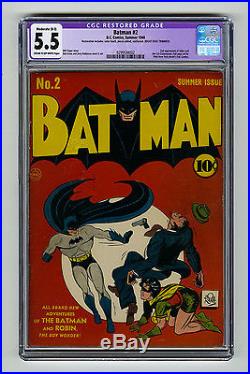 Batman #2 CGC 5.5 2nd Joker Catwoman Bob Kane Finger Robin DC Golden Age Comic