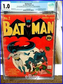 Batman #2 Cgc 1.0 Golden Age Key Comic Ow To White Pages Detective Comics