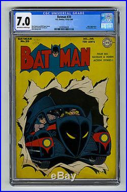 Batman #20 CGC 7.0 OWithWHITE 1st Batmobile Cover Joker Robin DC Golden Age Comic