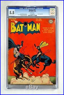 Batman #21 CGC 5.5 (FN-) WHITE PAGES Early Penguin Appearance Golden Age DC 1944