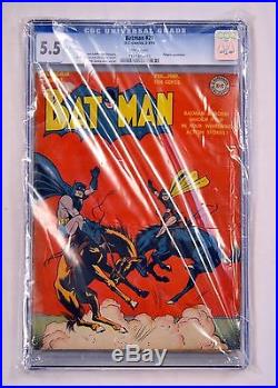 Batman #21 CGC 5.5 (FN-) WHITE PAGES Early Penguin Appearance Golden Age DC 1944