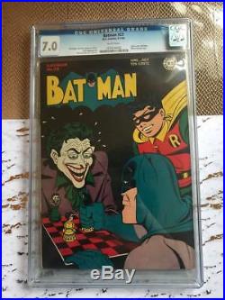 Batman #23 CGC 7.0 Classic Joker Chess Cover WHITE PAGES Golden Age Comic
