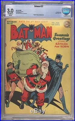 Batman # 27 Classic Christmas Cover! CBCS 3.0 scarce Golden Age book