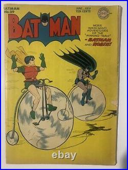Batman 29 & 39 Golden Age Lot 1945 1947 10 Cents Sweet/Rare! BobKane BillFinger