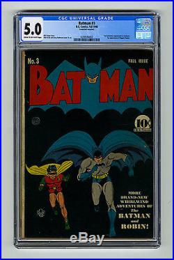 Batman #3 CGC 5.0 1st Catwoman in Costume Robin Bob Kane Golden Age Comic