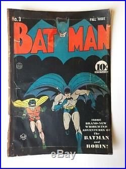 Batman #3 Golden age Fall 1940 1st Catwoman in Costume! Rare item! 80 years