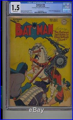 Batman #36 Cgc 1.5 Penguin Robin King Arthur Joker Golden Age DC Comics