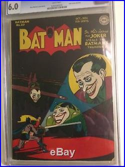 Batman 37 CGC 6.0, Golden age Joker cover, White pages
