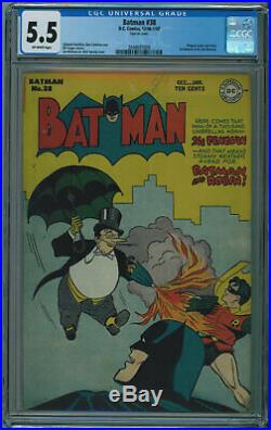 Batman #38 Cgc 5.5 Golden Age Batman Off-white Pages 1947