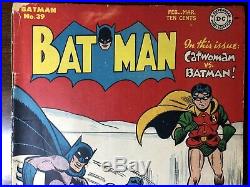 Batman #39 (1947) Batman and Robin Cover! Catwoman! Golden Age