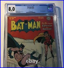 Batman #39. CGC Graded 8.0 Very Fine. Feb/Mar 1947 Golden Age WHITE PAGES