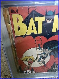 Batman #4 (1940) CGC 0.5 Complete Book! DC Comics Golden Age