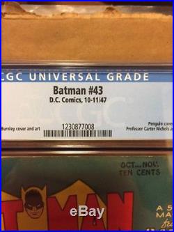 Batman #43 CGC 3.0! Bill Finger Story! Penguin Golden Age Batman! Wow! Rare