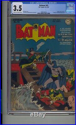 Batman #43 Cgc 3.5 Golden Age Penguin Cover & Story