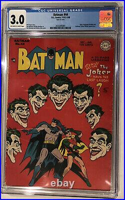 Batman #44 CGC 3.0 Classic Joker Cover 1947 Golden Age DC Comics