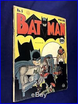 Batman #5 (1941 DC Comics) Robin appearance Golden Age NO RESERVE